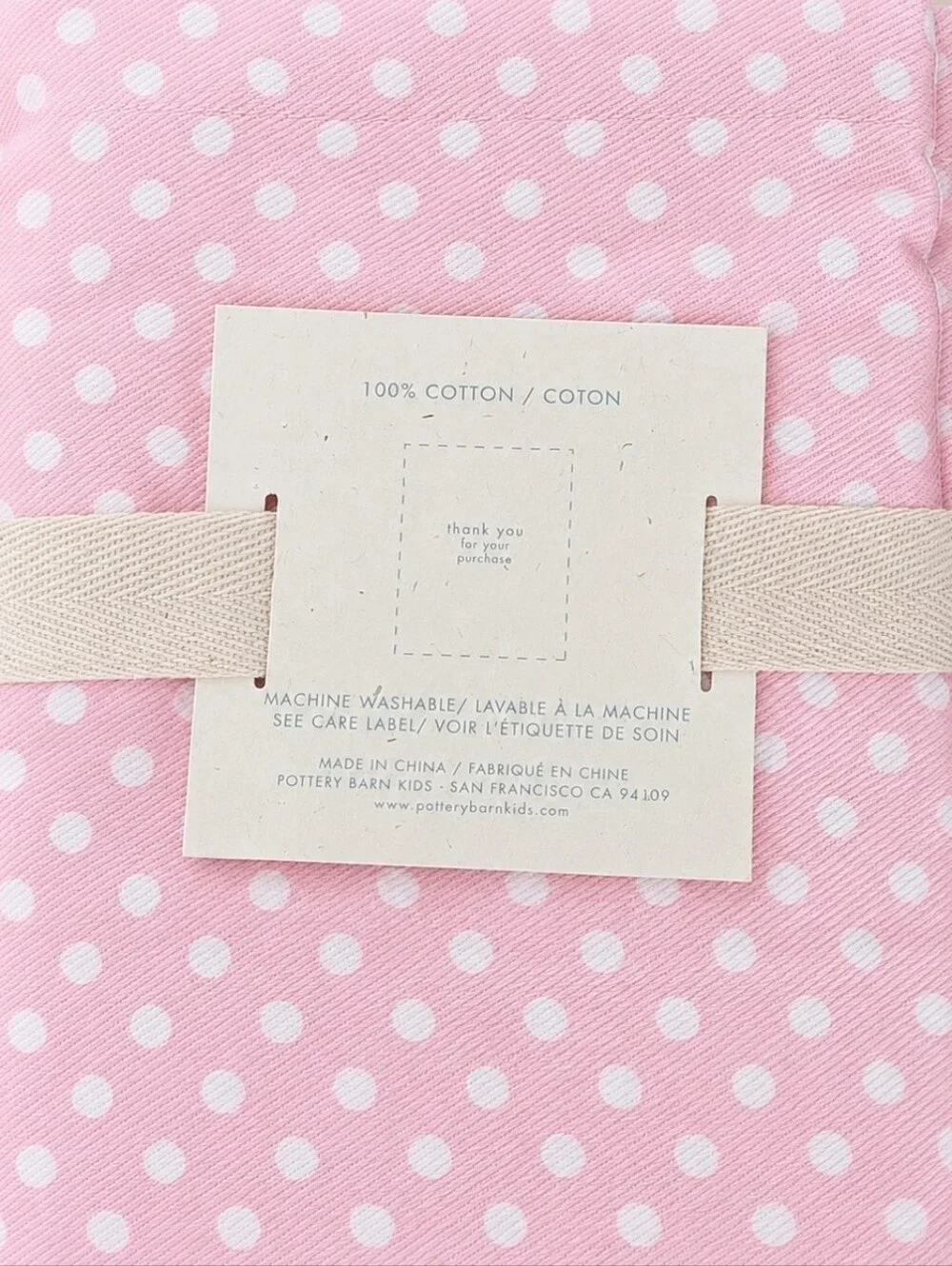 Pottery Barn Kids Sabrina XL Basket Liner Pink White Mini Dot NWT